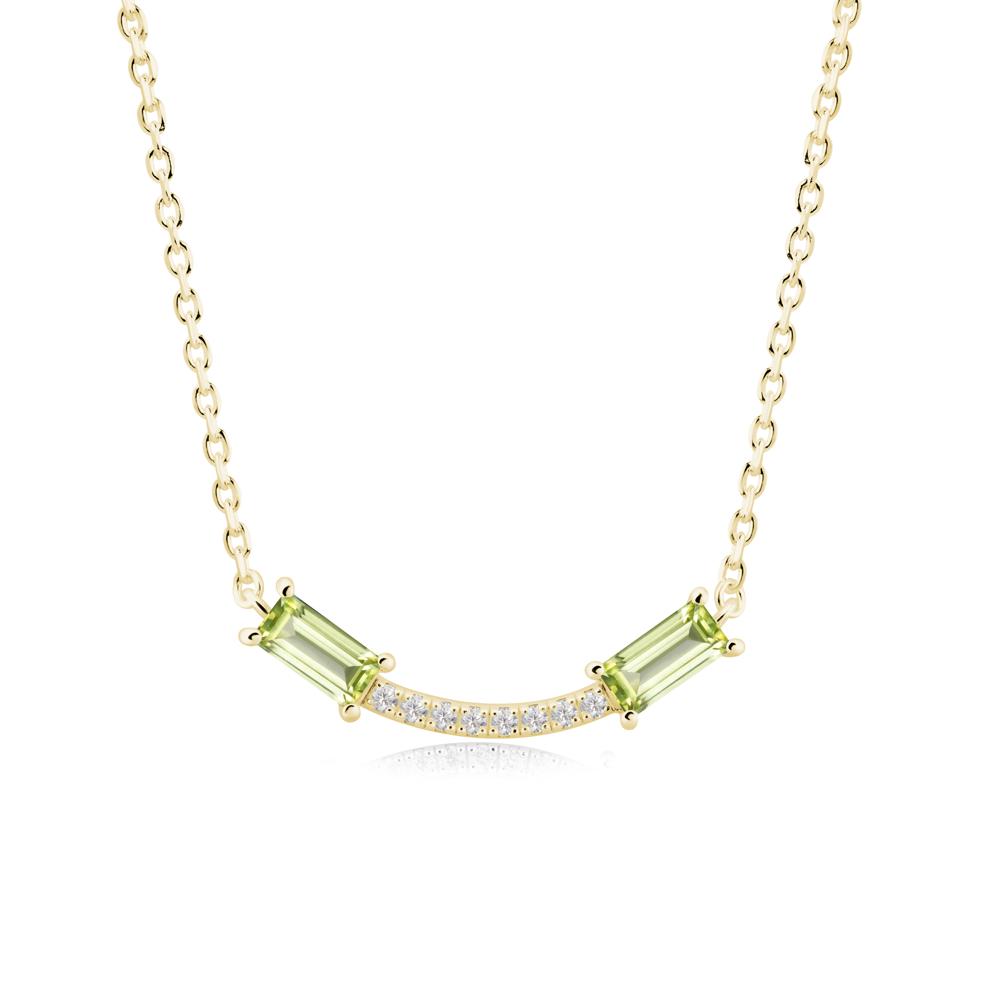 Two Baguette Peridot Smile Necklace - LUO Jewelry #metal_18k yellow gold