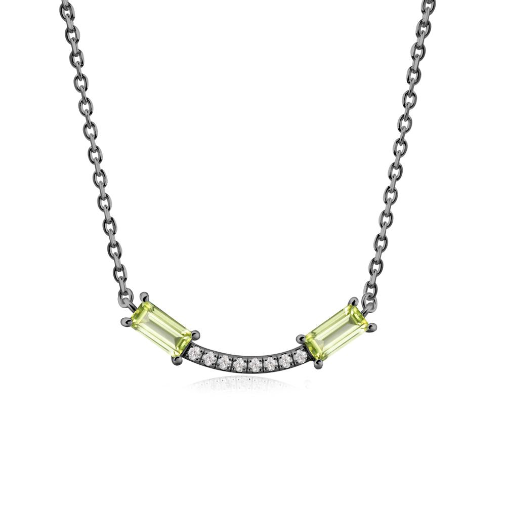 Two Baguette Peridot Smile Necklace - LUO Jewelry #metal_black finish sterling silver