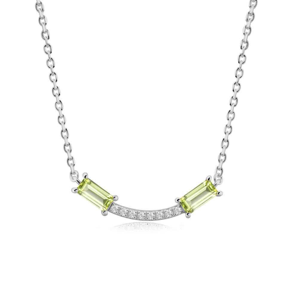 Two Baguette Peridot Smile Necklace - LUO Jewelry #metal_platinum