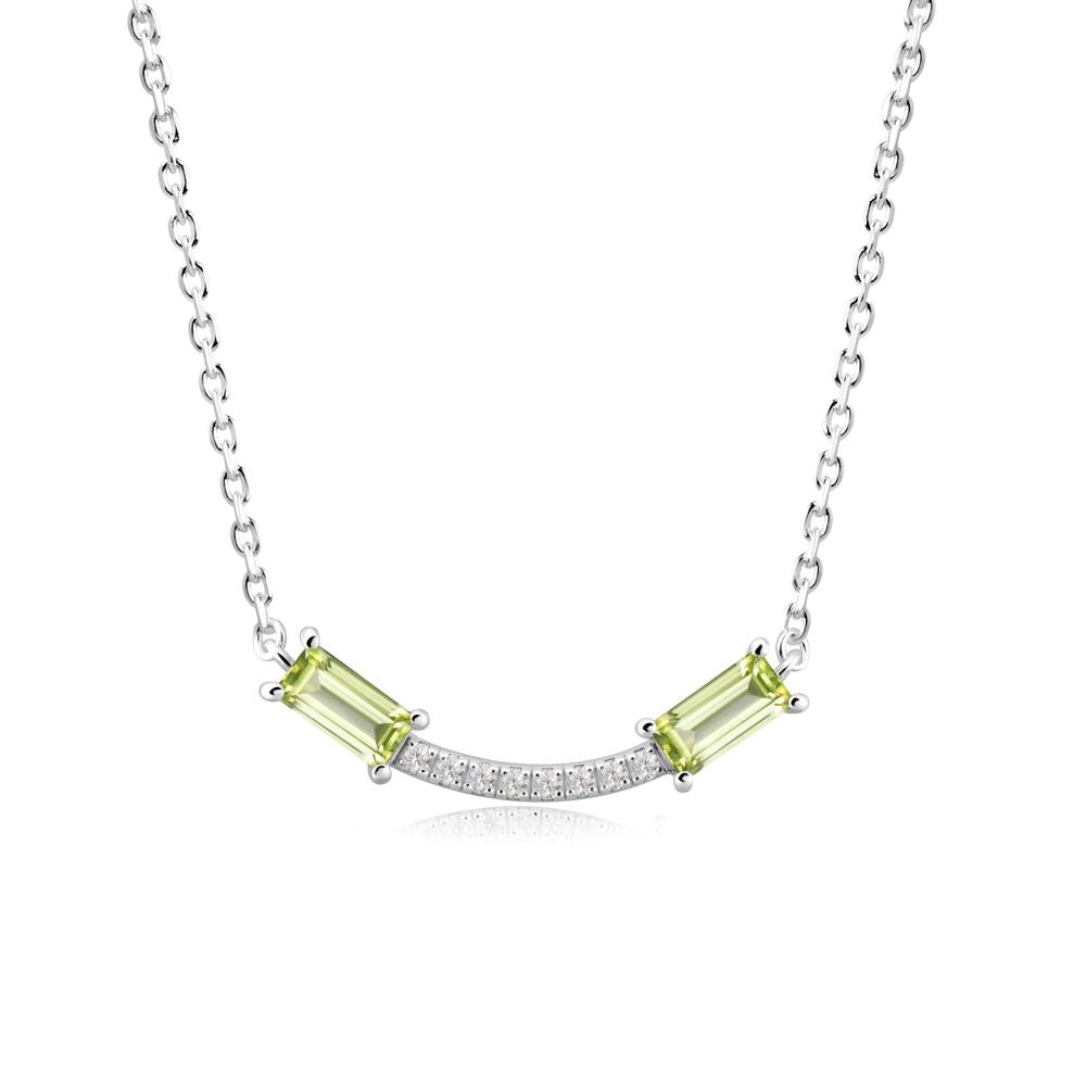 Two Baguette Peridot Smile Necklace - LUO Jewelry #metal_sterling silver