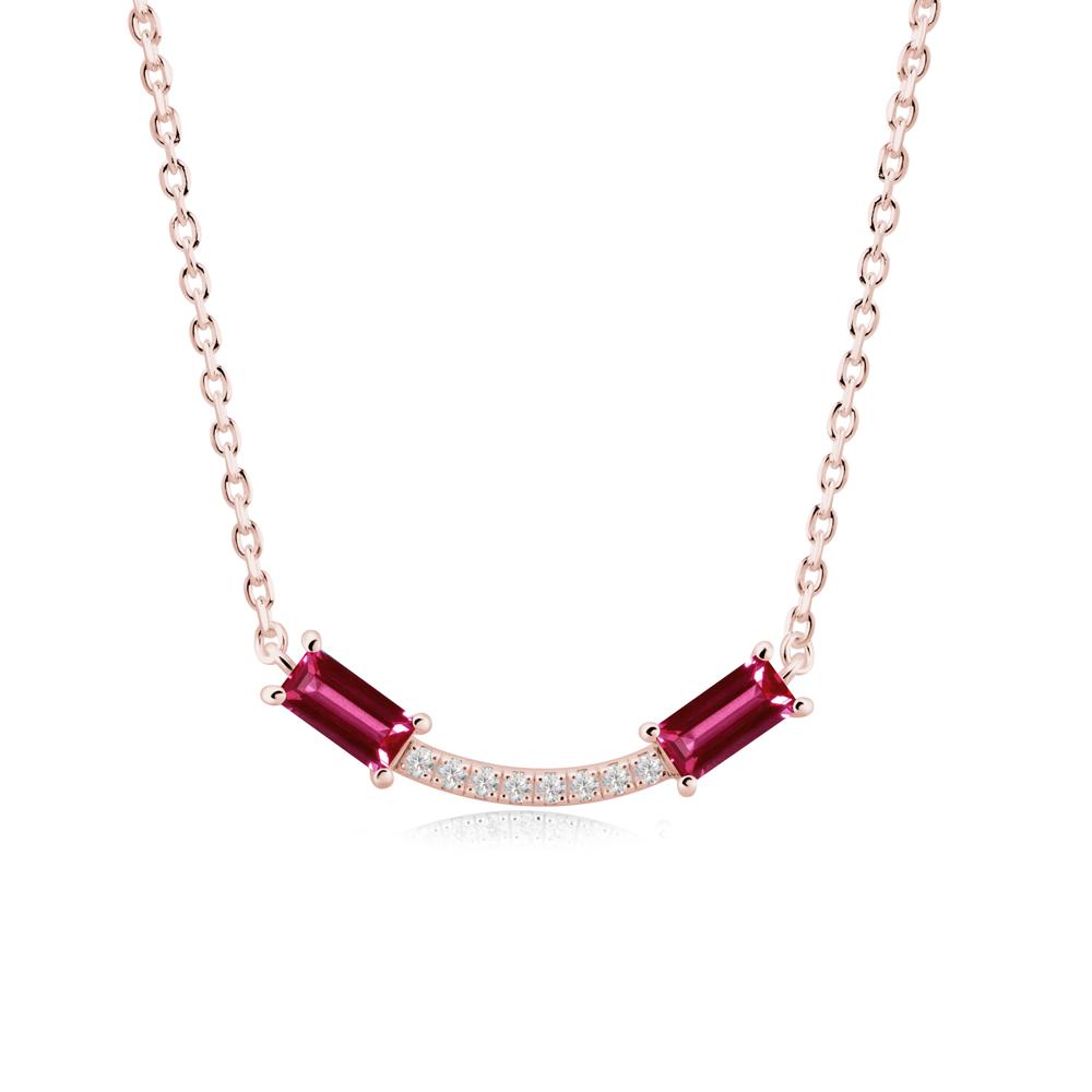 Two Baguette Ruby Smile Necklace - LUO Jewelry #metal_18k rose gold