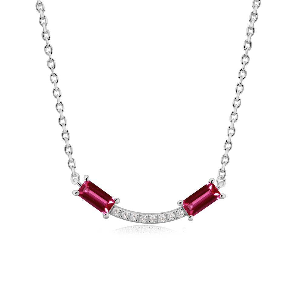 Two Baguette Ruby Smile Necklace - LUO Jewelry #metal_platinum