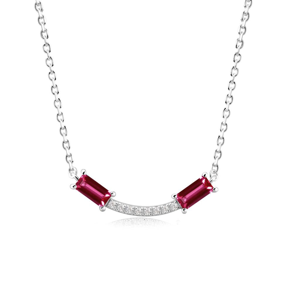 Two Baguette Ruby Smile Necklace - LUO Jewelry #metal_sterling silver