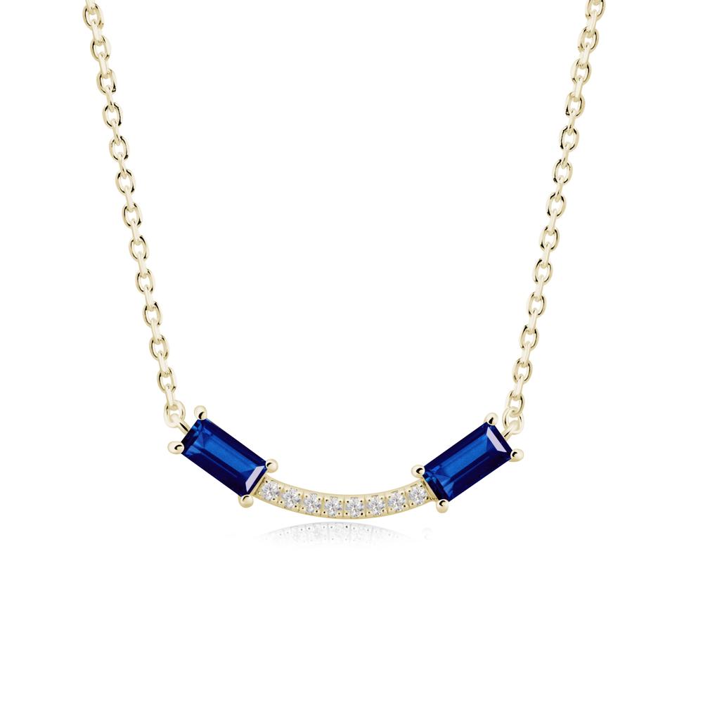 Two Baguette Sapphire Smile Necklace - LUO Jewelry #metal_14k yellow gold