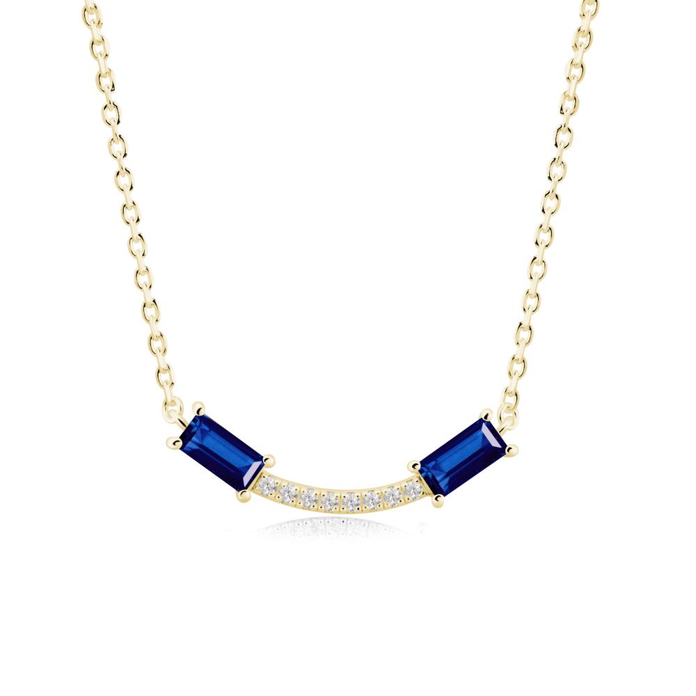 Two Baguette Sapphire Smile Necklace - LUO Jewelry #metal_18k yellow gold