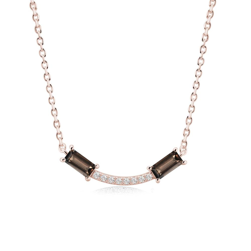 Two Baguette Smoky Quartz Necklace - LUO Jewelry #metal_14k rose gold