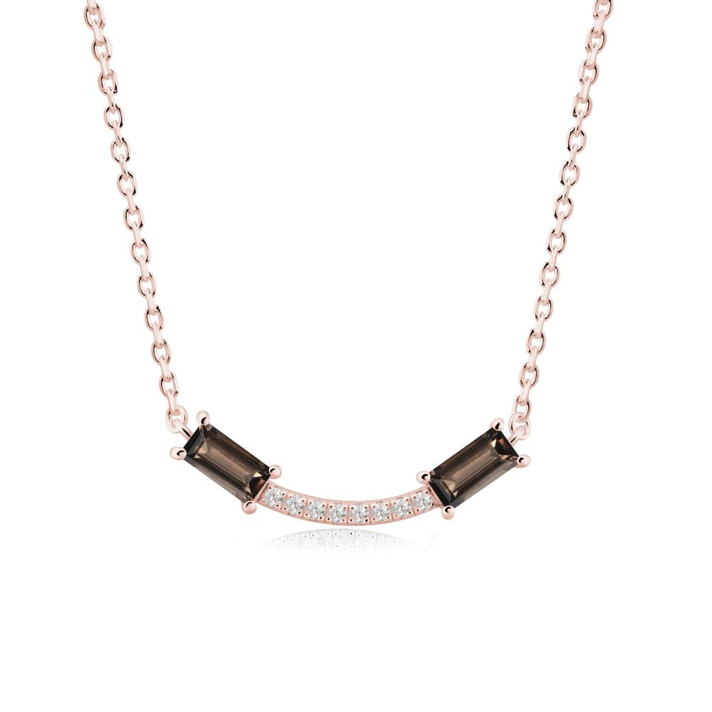 Two Baguette Smoky Quartz Necklace - LUO Jewelry #metal_18k rose gold