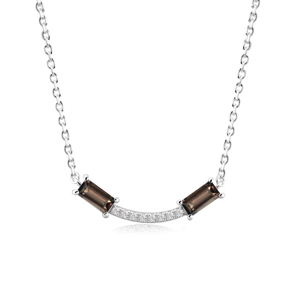 Two Baguette Smoky Quartz Necklace - LUO Jewelry #metal_18k white gold