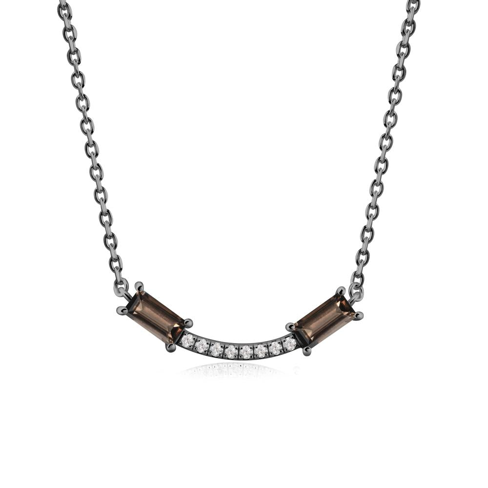 Two Baguette Smoky Quartz Necklace - LUO Jewelry #metal_black finish sterling silver