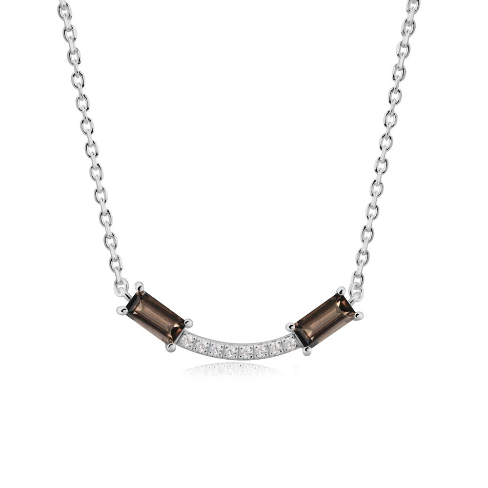 Two Baguette Smoky Quartz Necklace - LUO Jewelry #metal_platinum