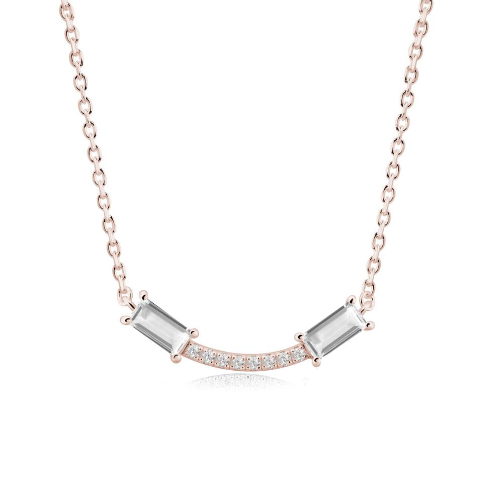 Two Baguette White Topaz Smile Necklace - LUO Jewelry #metal_14k rose gold