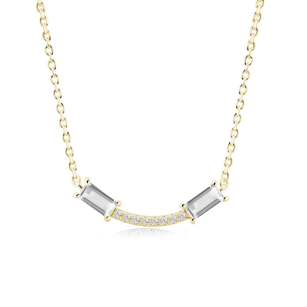 Two Baguette White Topaz Smile Necklace - LUO Jewelry #metal_18k yellow gold