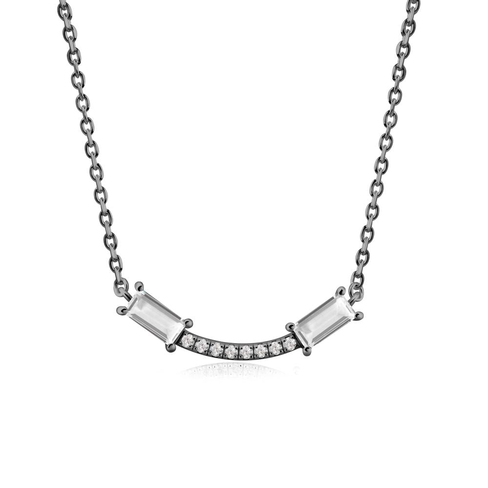 Two Baguette White Topaz Smile Necklace - LUO Jewelry #metal_black finish sterling silver