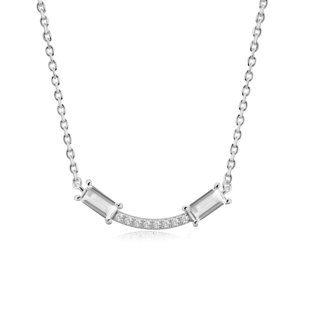 Two Baguette White Topaz Smile Necklace - LUO Jewelry #metal_platinum