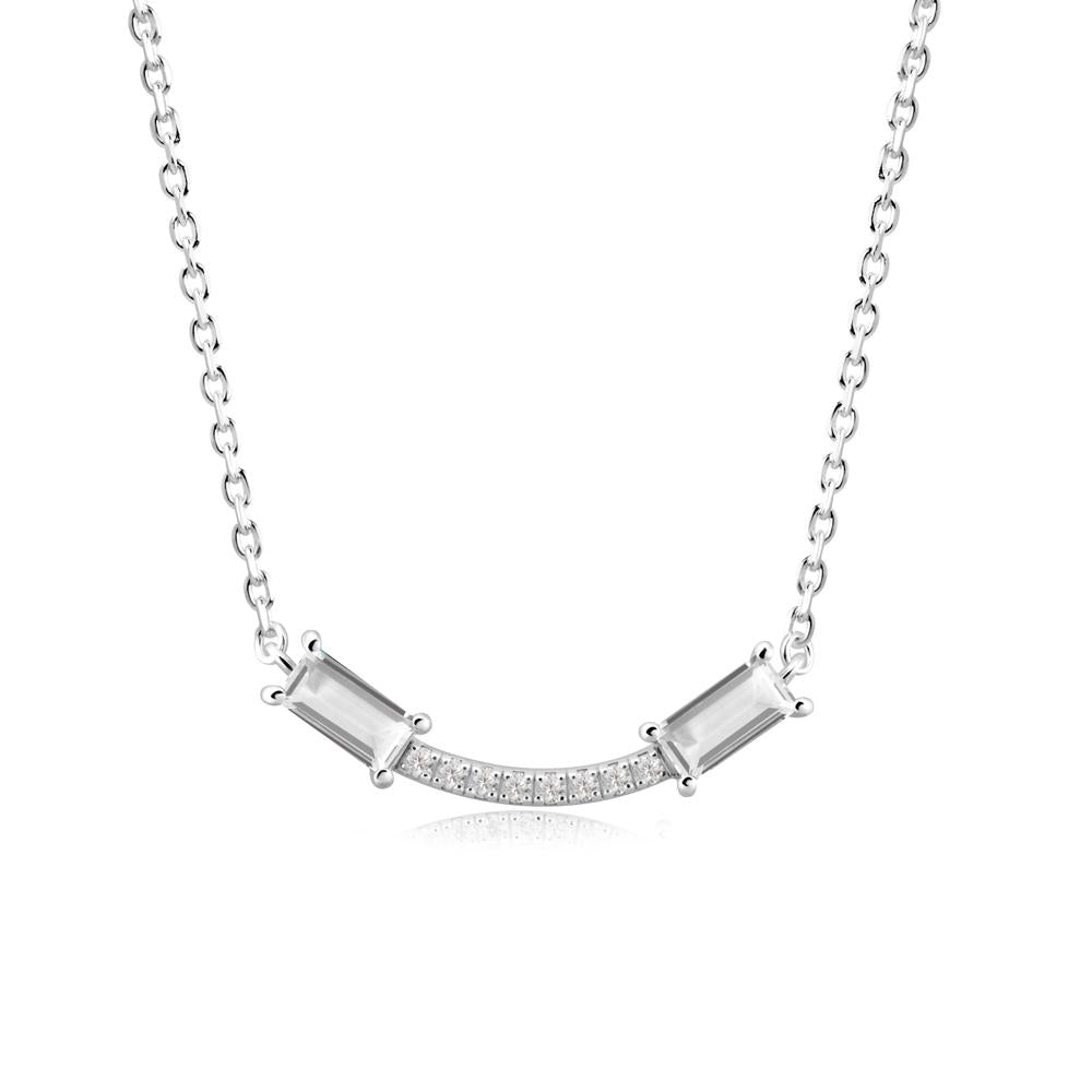 Two Baguette White Topaz Smile Necklace - LUO Jewelry #metal_sterling silver