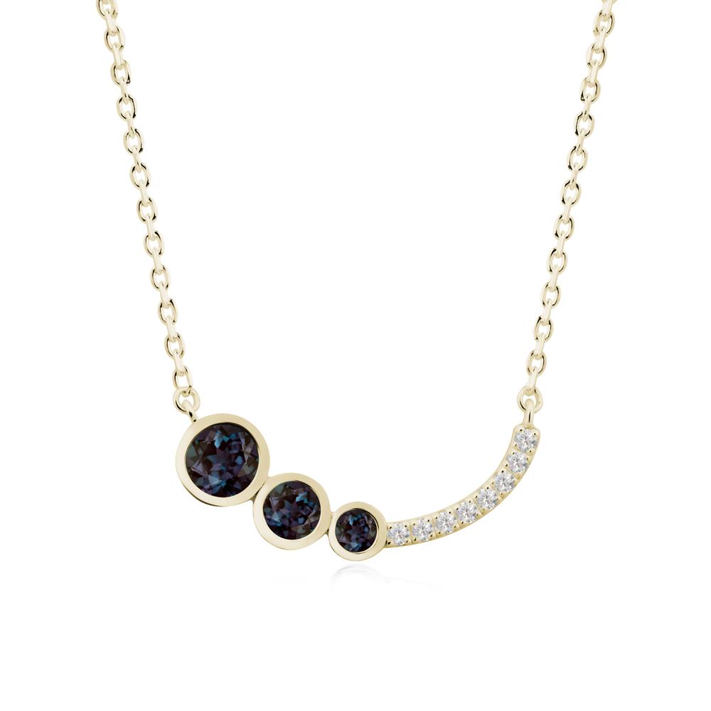 Round Three Stone Alexandrite Pendant Necklace - LUO Jewelry #metal_14k yellow gold