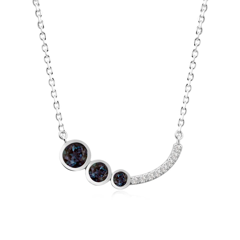 Round Three Stone Alexandrite Pendant Necklace - LUO Jewelry #metal_sterling silver