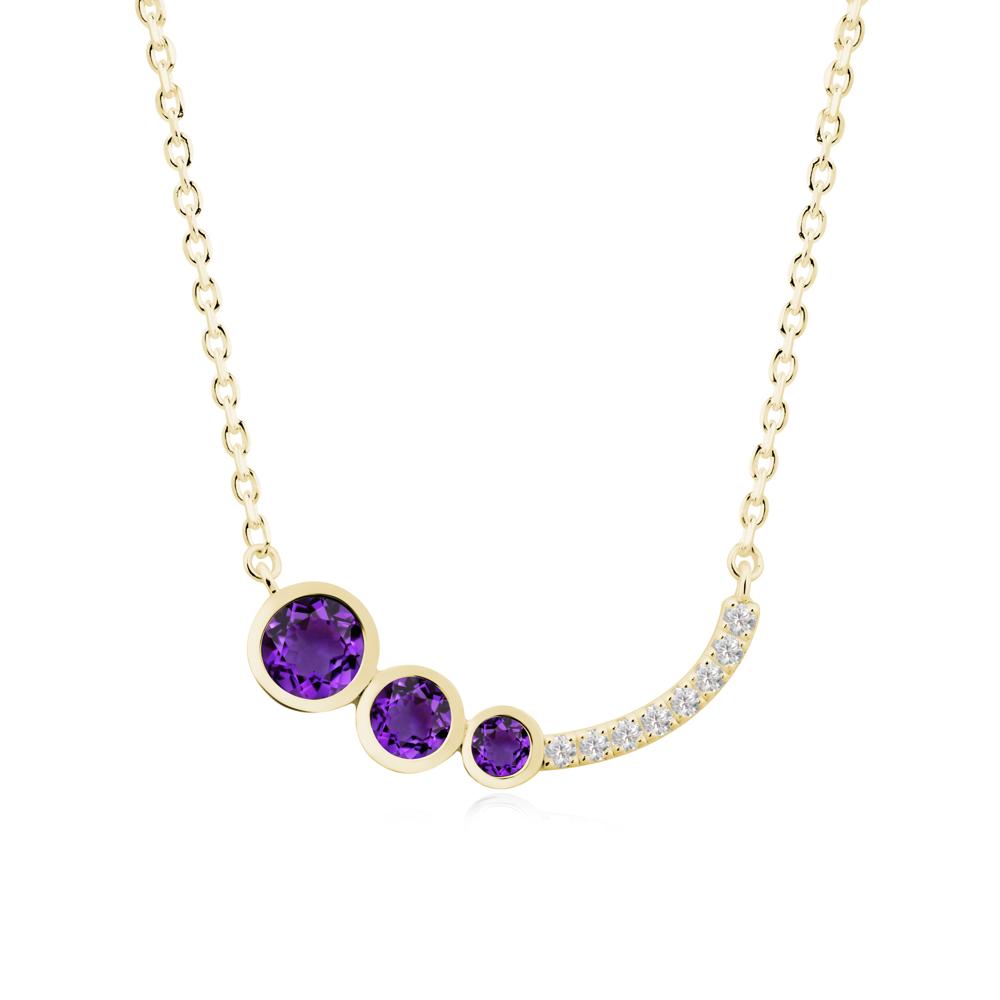 Round Three Stone Amethyst Pendant Necklace - LUO Jewelry #metal_18k yellow gold