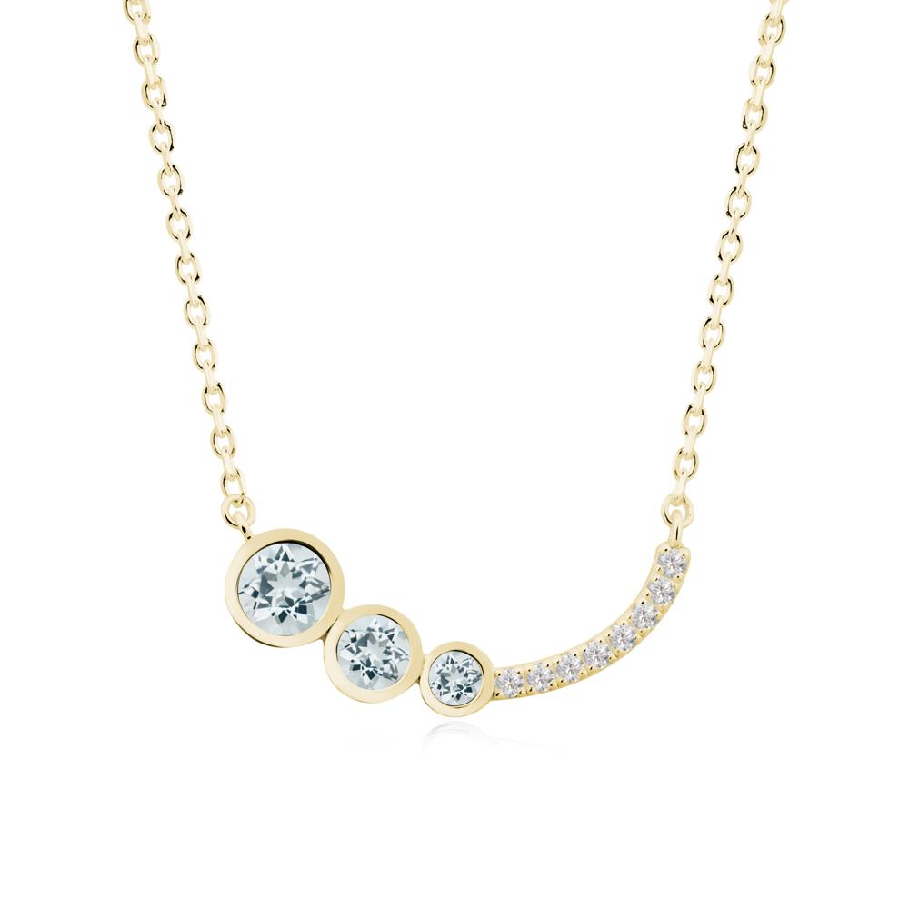 Three Stone Bezel-Set Aquamarine Necklace - LUO Jewelry #metal_18k yellow gold