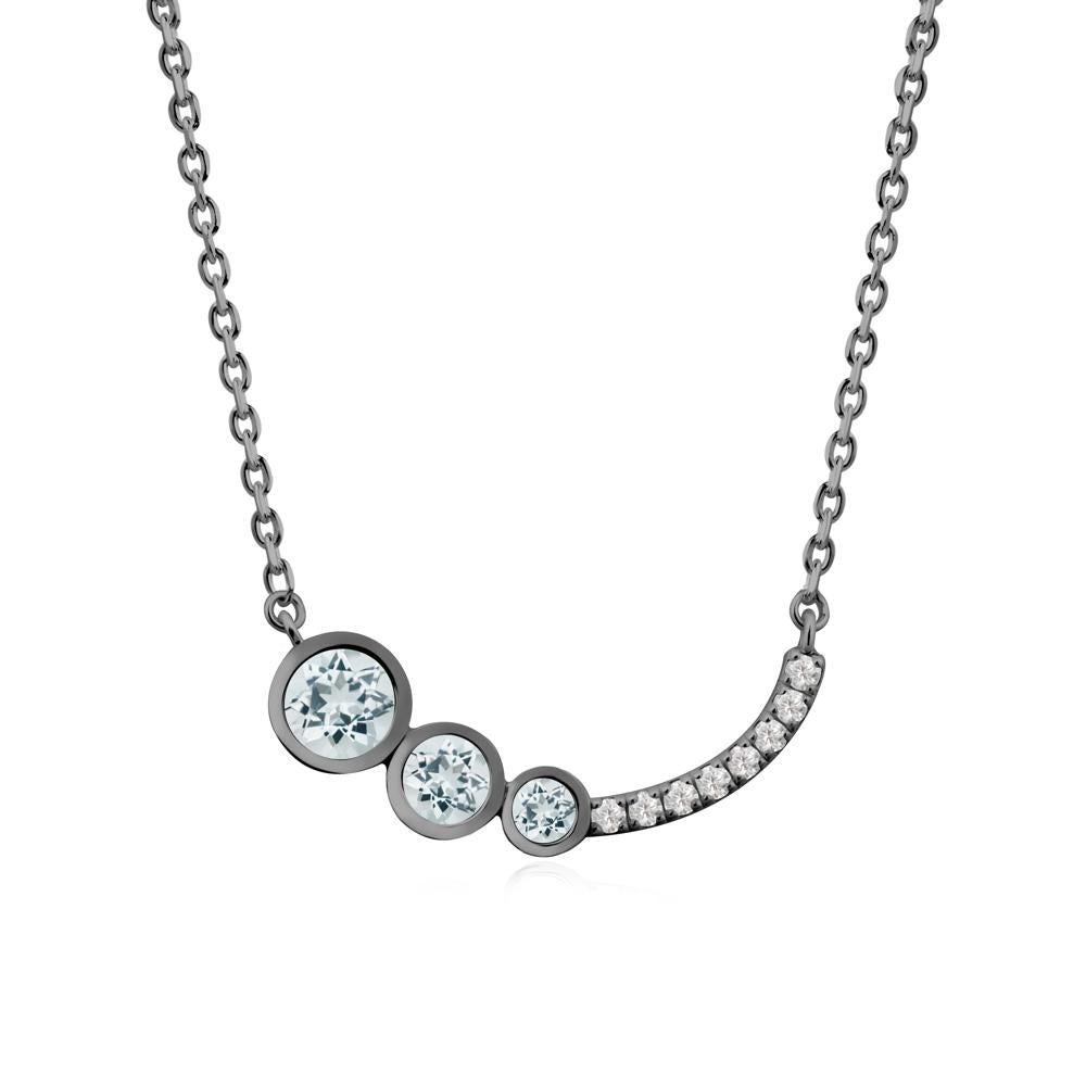 Three Stone Bezel-Set Aquamarine Necklace - LUO Jewelry #metal_black finish sterling silver