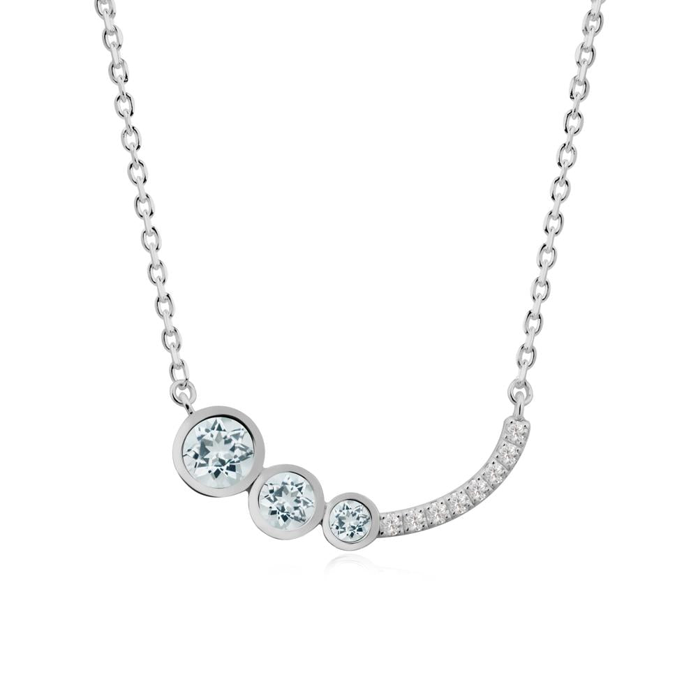 Three Stone Bezel-Set Aquamarine Necklace - LUO Jewelry #metal_platinum