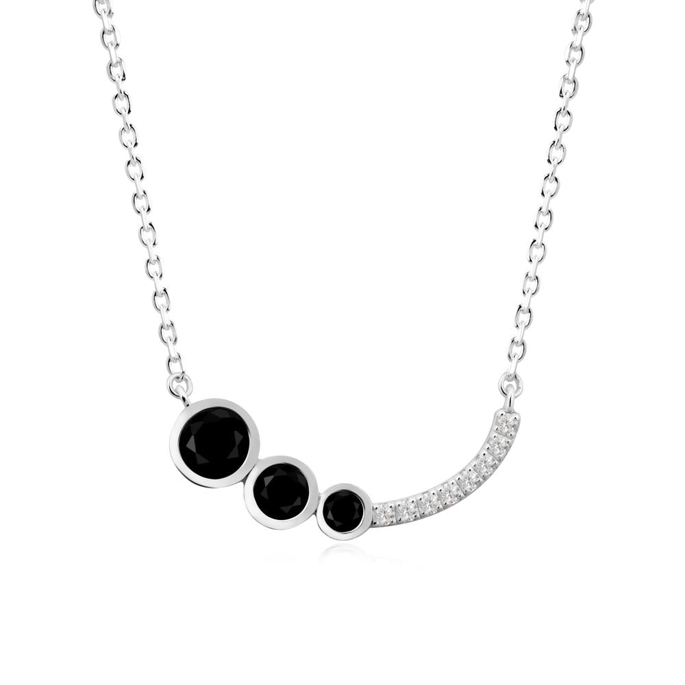 Three Stone Bezel-Set Black Spinel Necklace - LUO Jewelry #metal_14k white gold