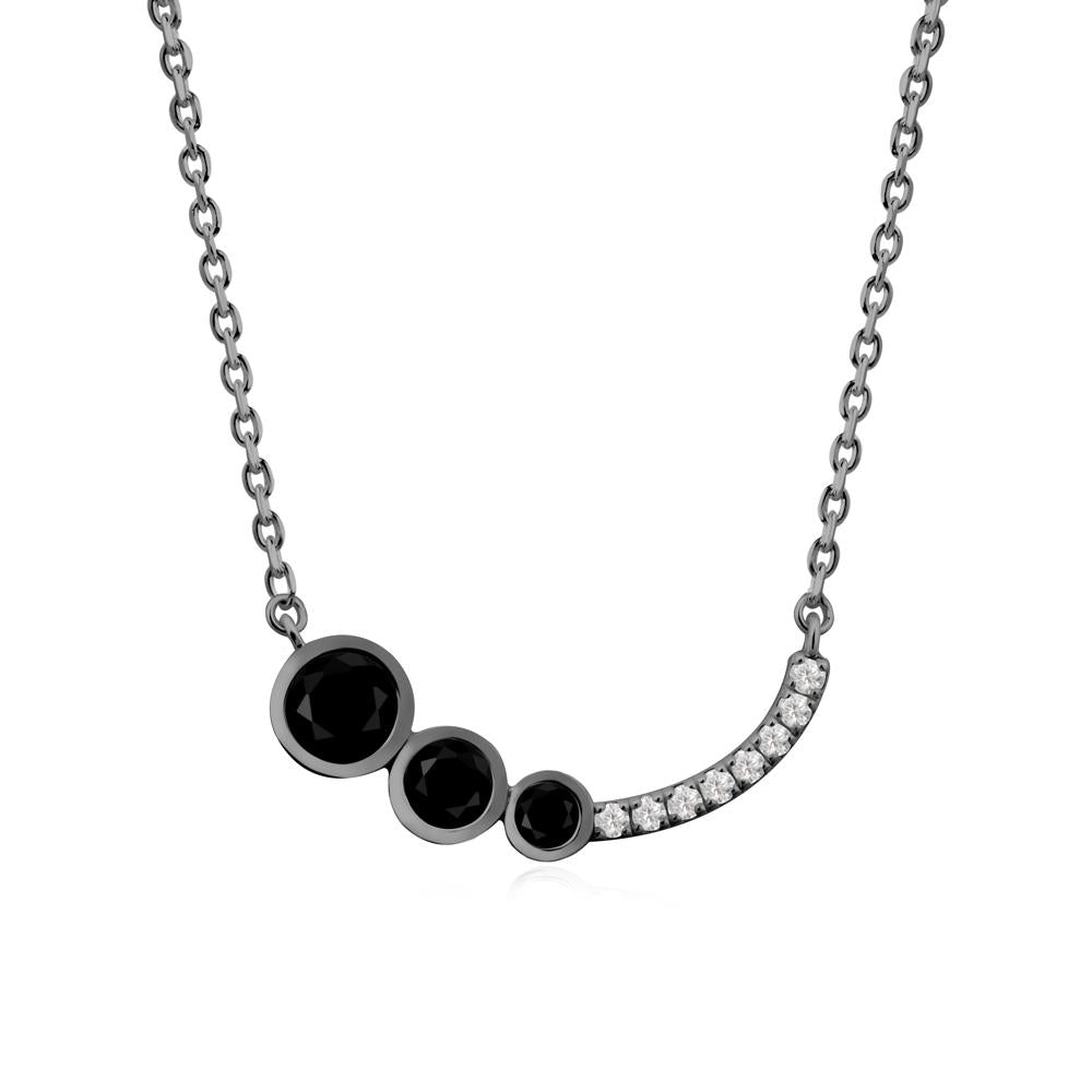 Three Stone Bezel-Set Black Spinel Necklace - LUO Jewelry #metal_black finish sterling silver