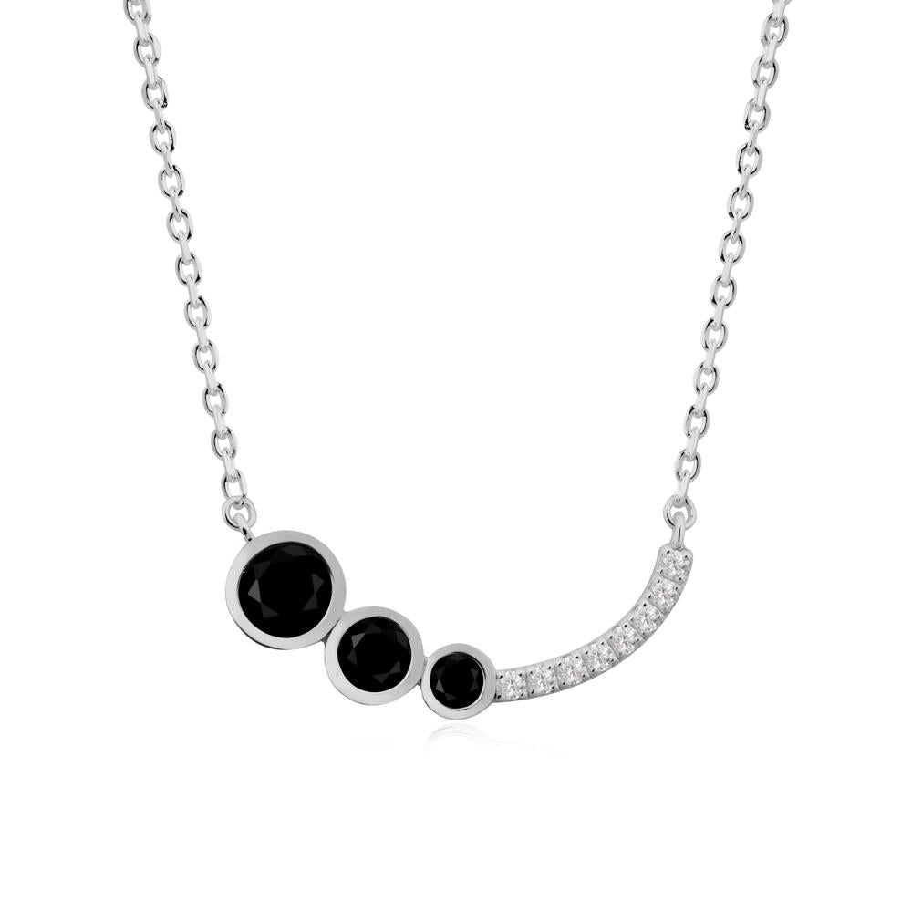 Three Stone Bezel-Set Black Spinel Necklace - LUO Jewelry #metal_platinum