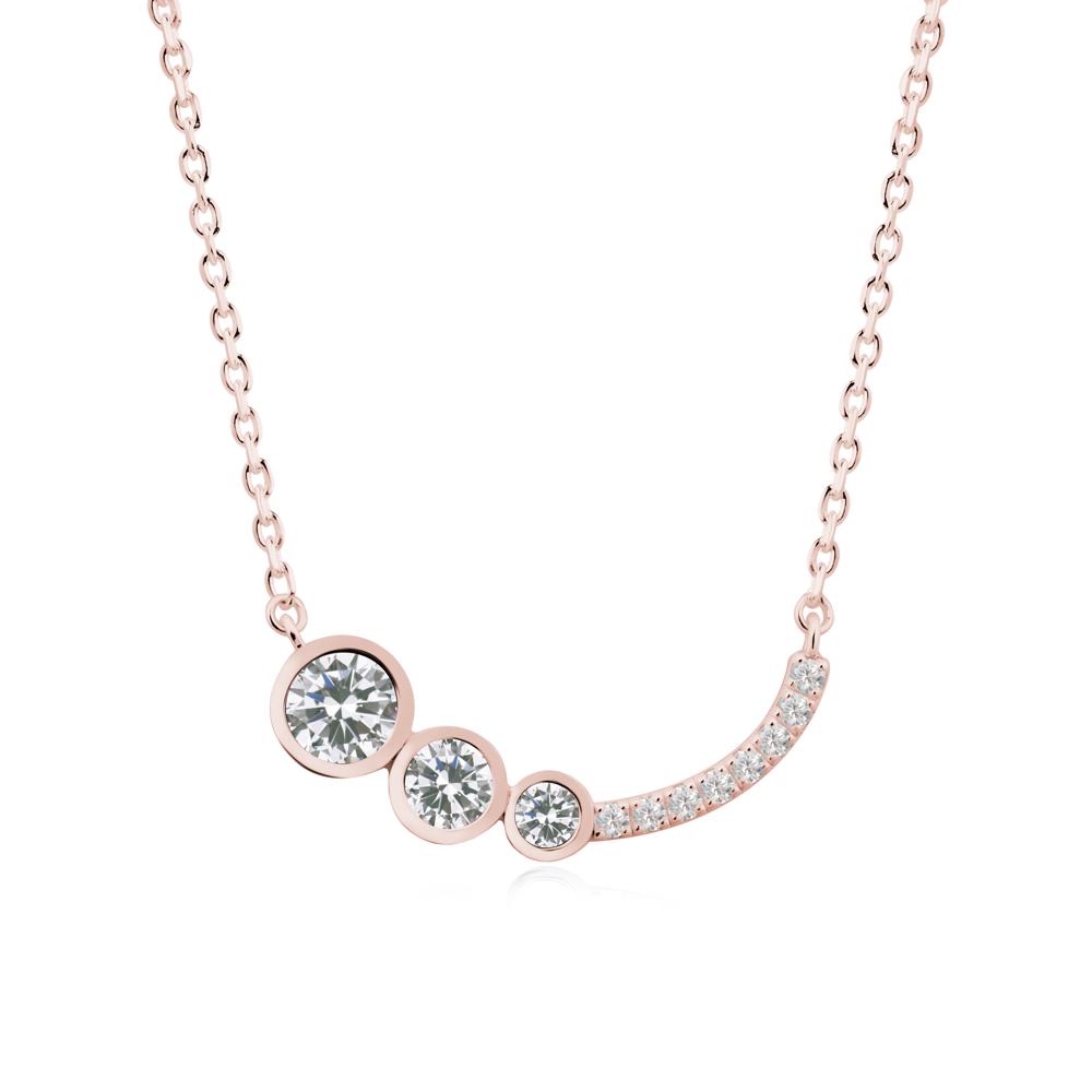 Three Stone Bezel-Set Cubic Zirconia Necklace - LUO Jewelry #metal_18k rose gold