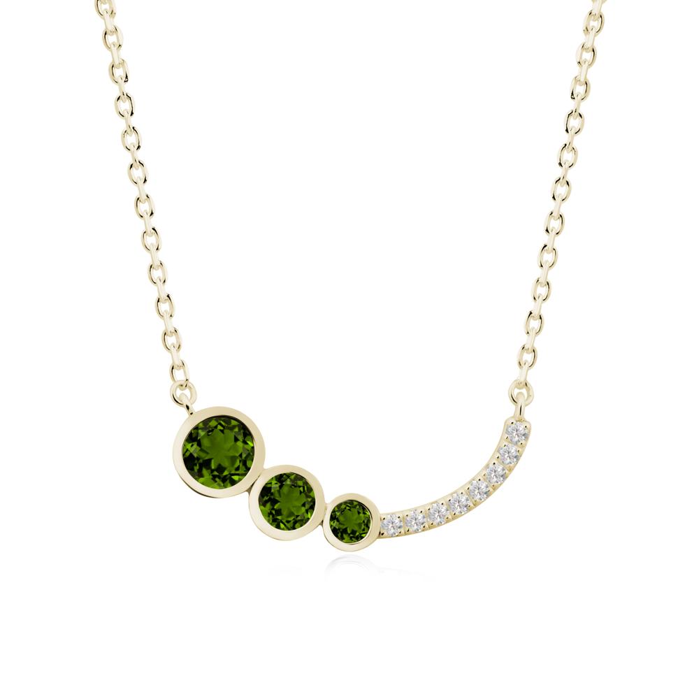 Three Stone Bezel-Set Diopside Necklace - LUO Jewelry #metal_14k yellow gold