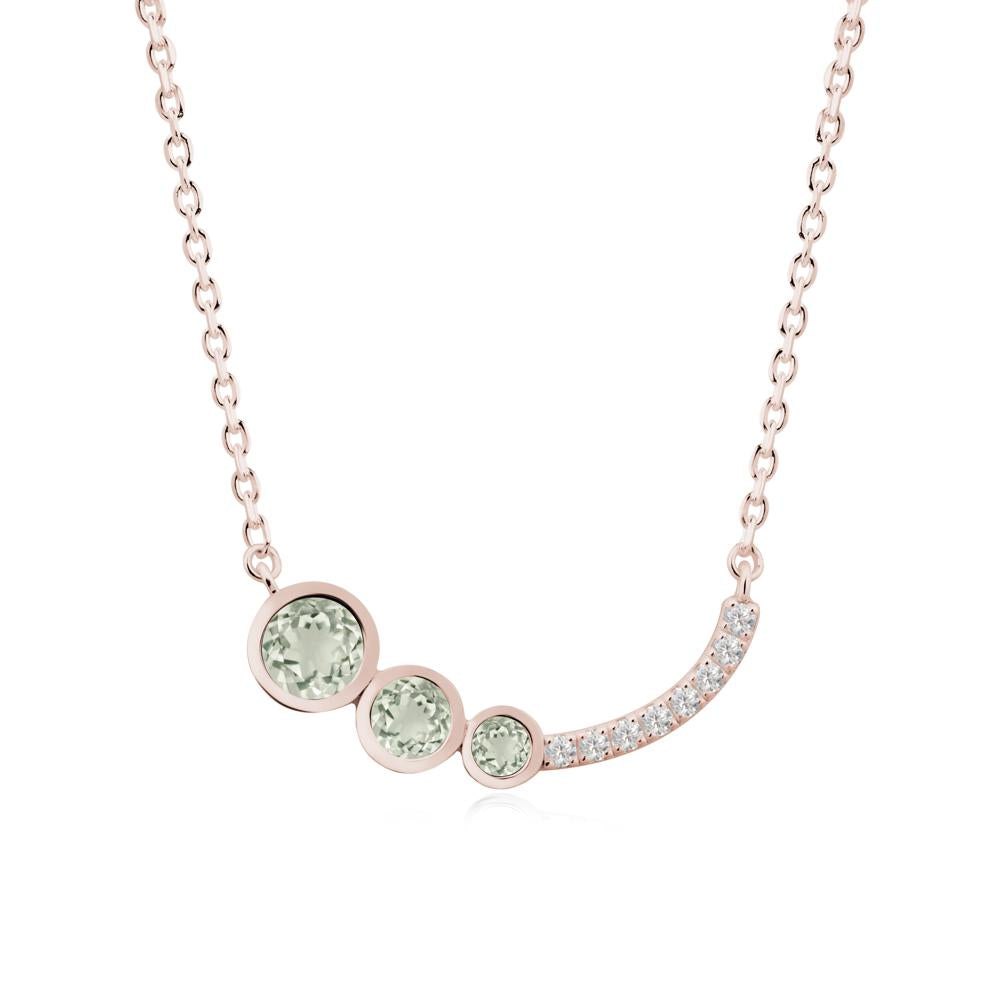 Round Three Stone Green Amethyst Pendant Necklace - LUO Jewelry #metal_14k rose gold