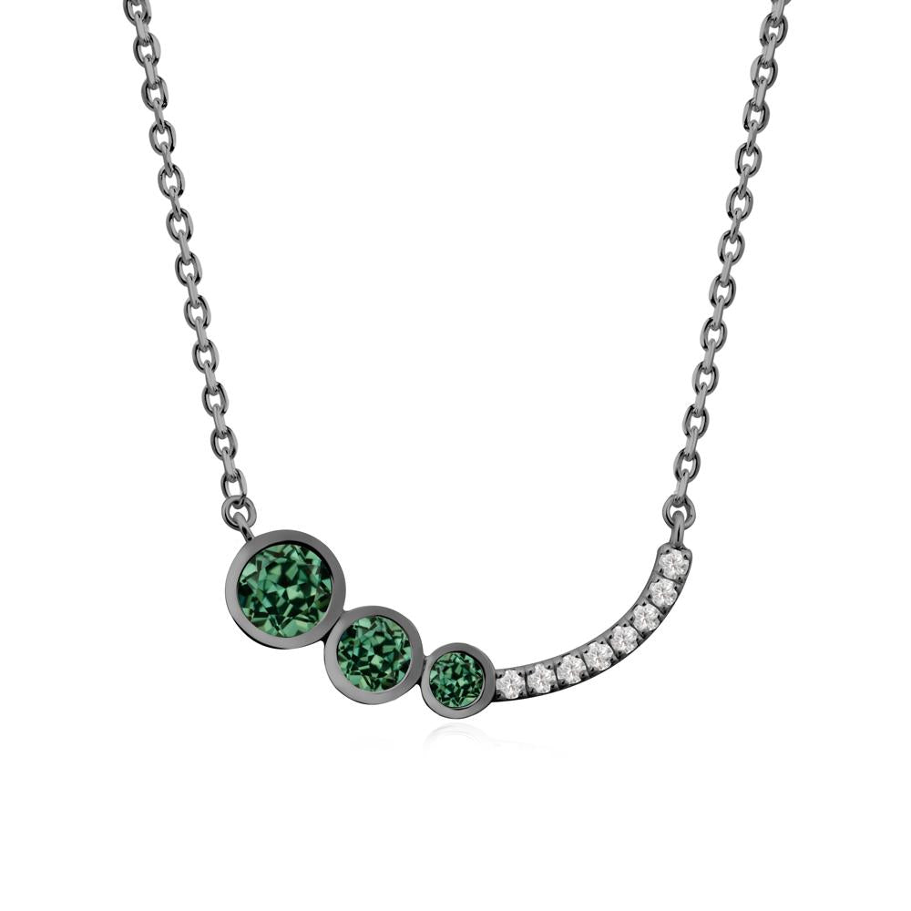 Round Three Stone Green Sapphire Pendant Necklace - LUO Jewelry #metal_black finish sterling silver