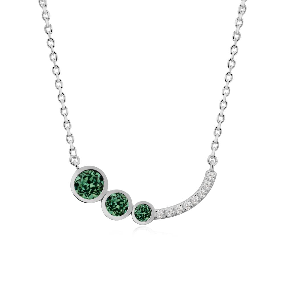Round Three Stone Green Sapphire Pendant Necklace - LUO Jewelry #metal_platinum