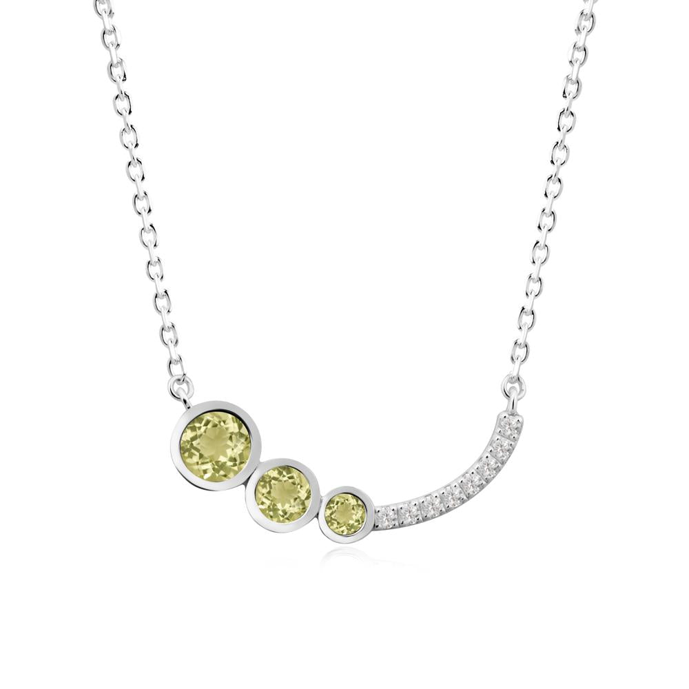Three Stone Bezel-Set Lemon Quartz Necklace - LUO Jewelry #metal_sterling silver