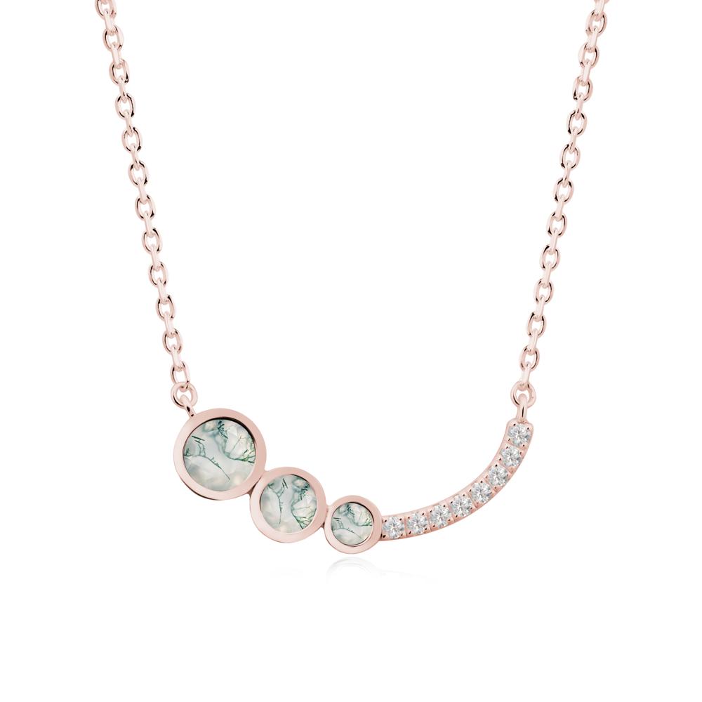Three Stone Bezel-Set Moss Agate Necklace - LUO Jewelry #metal_18k rose gold
