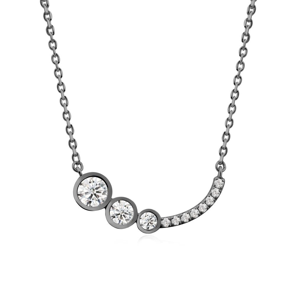 Round Three Stone Moissanite Pendant Necklace - LUO Jewelry #metal_black finish sterling silver