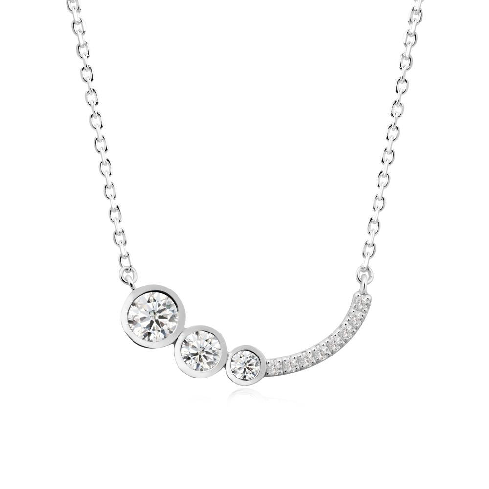 Round Three Stone Moissanite Pendant Necklace - LUO Jewelry #metal_sterling silver