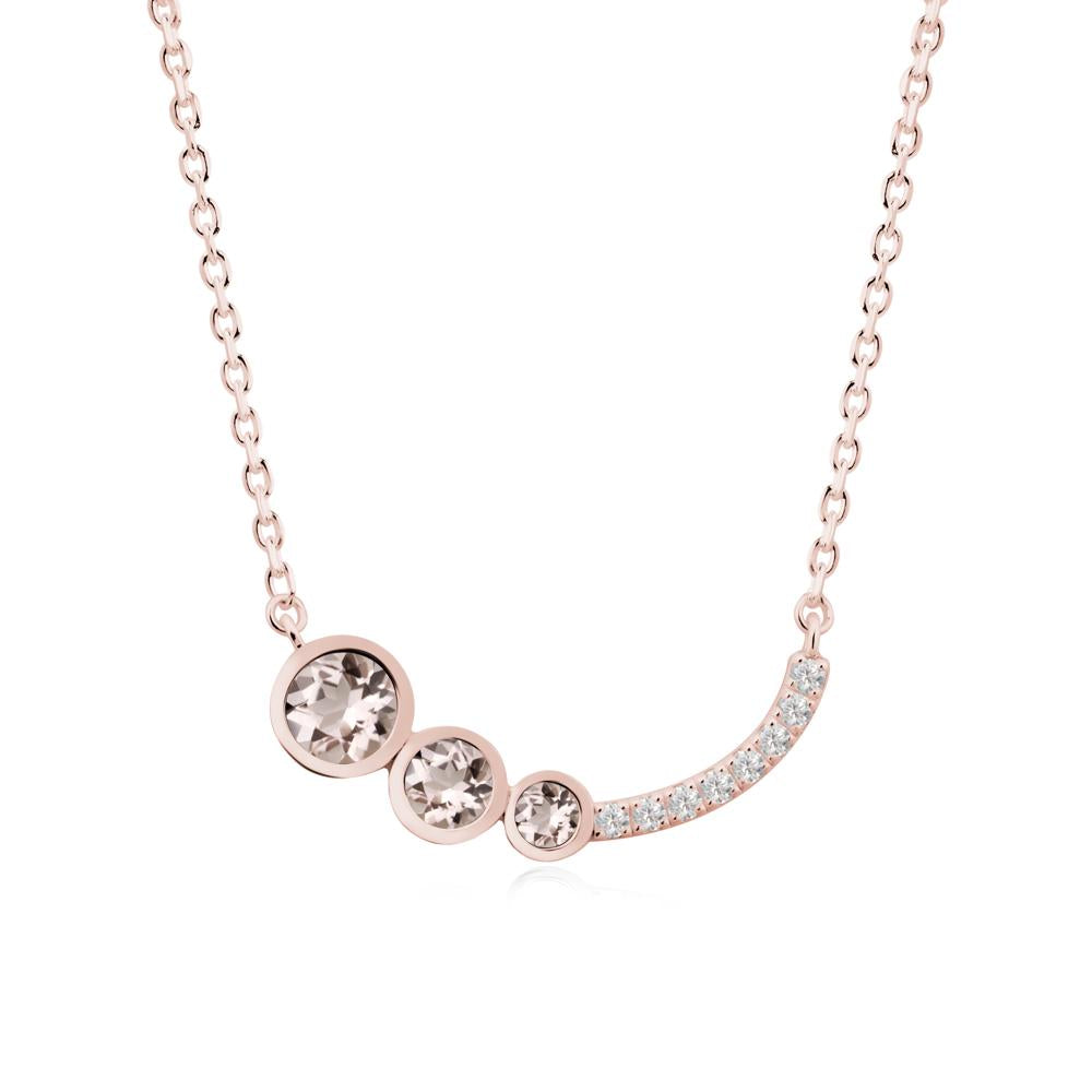 Round Three Stone Morganite Pendant Necklace - LUO Jewelry #metal_18k rose gold