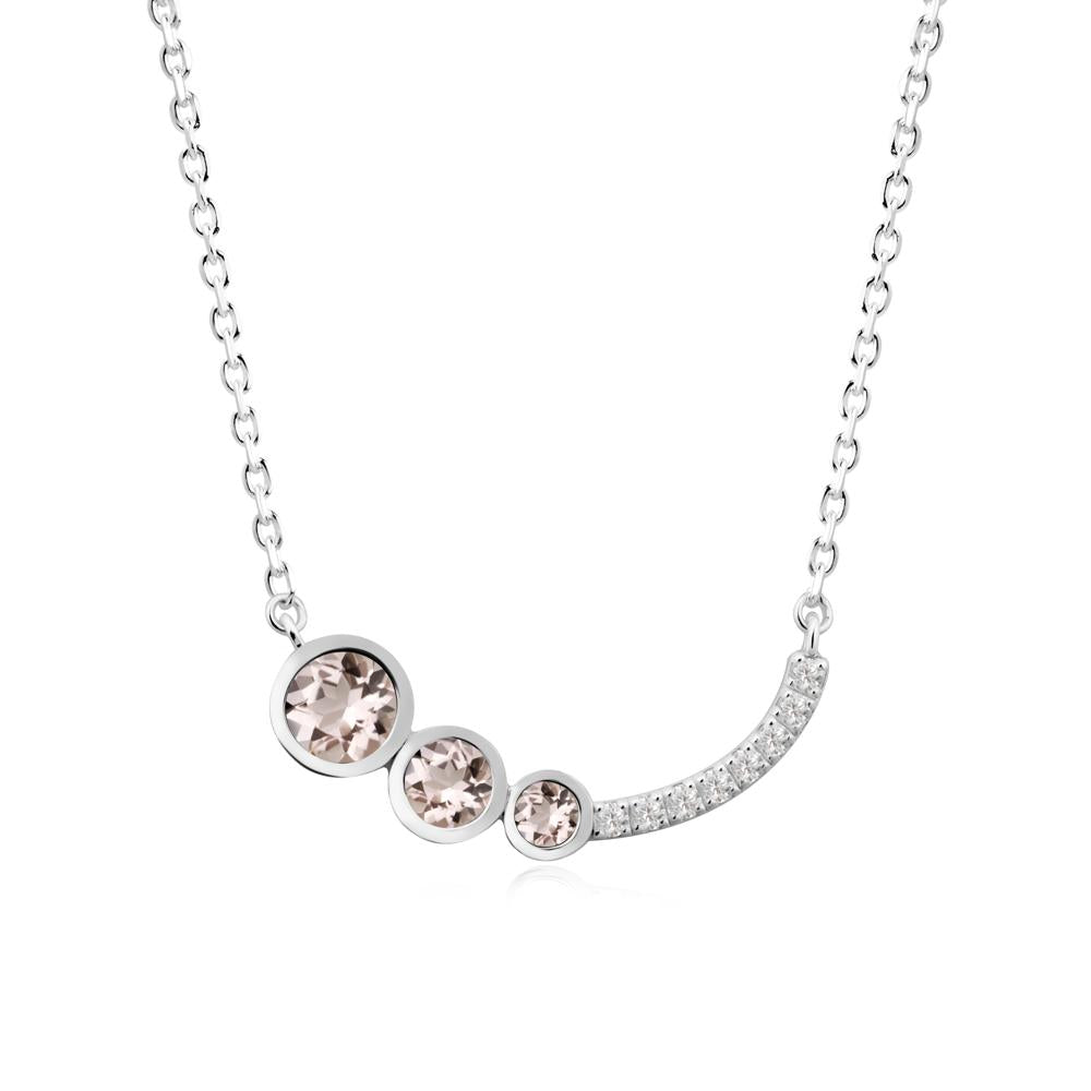 Round Three Stone Morganite Pendant Necklace - LUO Jewelry #metal_sterling silver