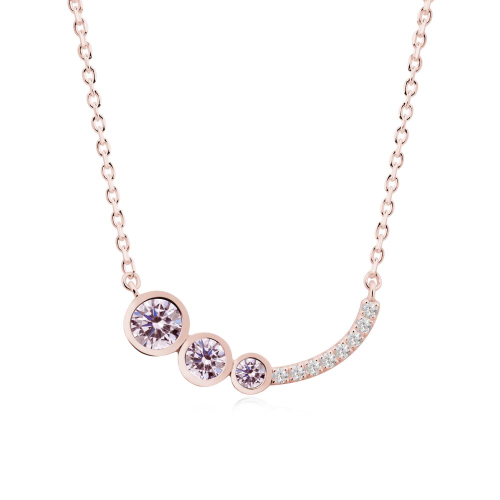 Round Three Stone Pink Cubic Zirconia Pendant Necklace - LUO Jewelry #metal_18k rose gold