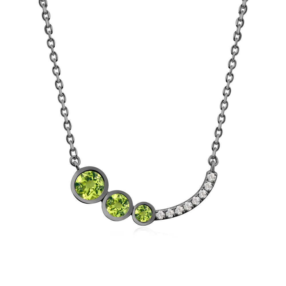 Three Stone Bezel-Set Peridot Necklace - LUO Jewelry #metal_black finish sterling silver