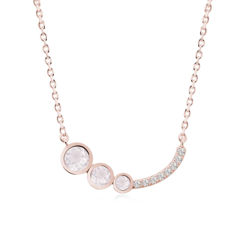 Round Three Stone Rose Quartz Pendant Necklace - LUO Jewelry #metal_18k rose gold