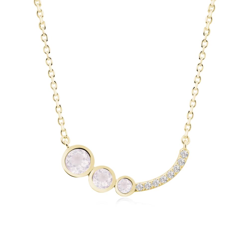Round Three Stone Rose Quartz Pendant Necklace - LUO Jewelry #metal_18k yellow gold