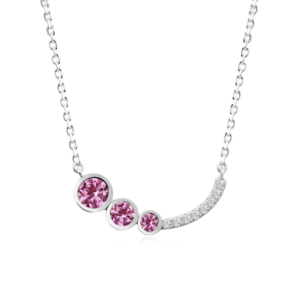 Three Stone Bezel-Set Pink Sapphire Necklace - LUO Jewelry #metal_14k white gold