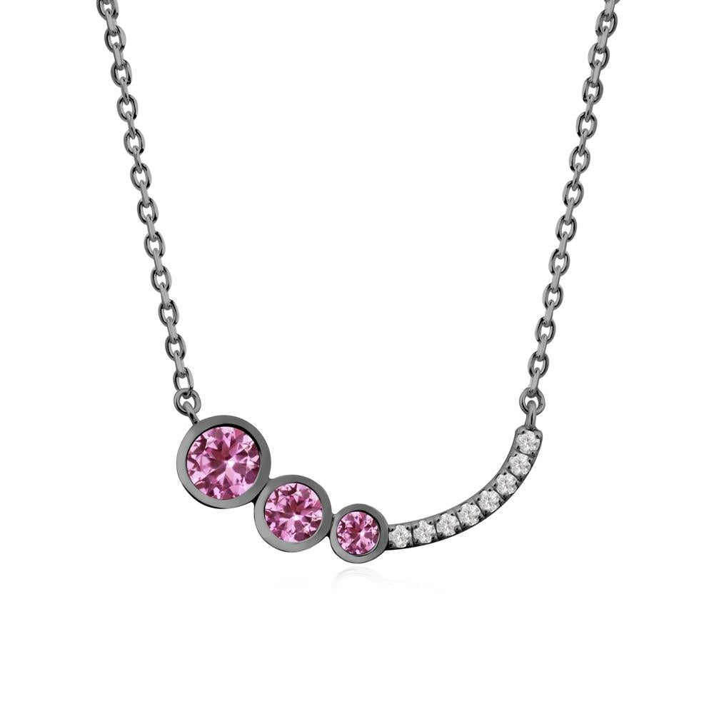 Three Stone Bezel-Set Pink Sapphire Necklace - LUO Jewelry #metal_black finish sterling silver