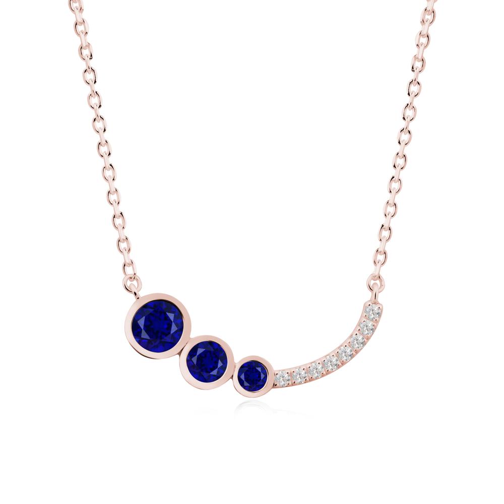 Three Stone Bezel-Set Sapphire Necklace - LUO Jewelry #metal_18k rose gold