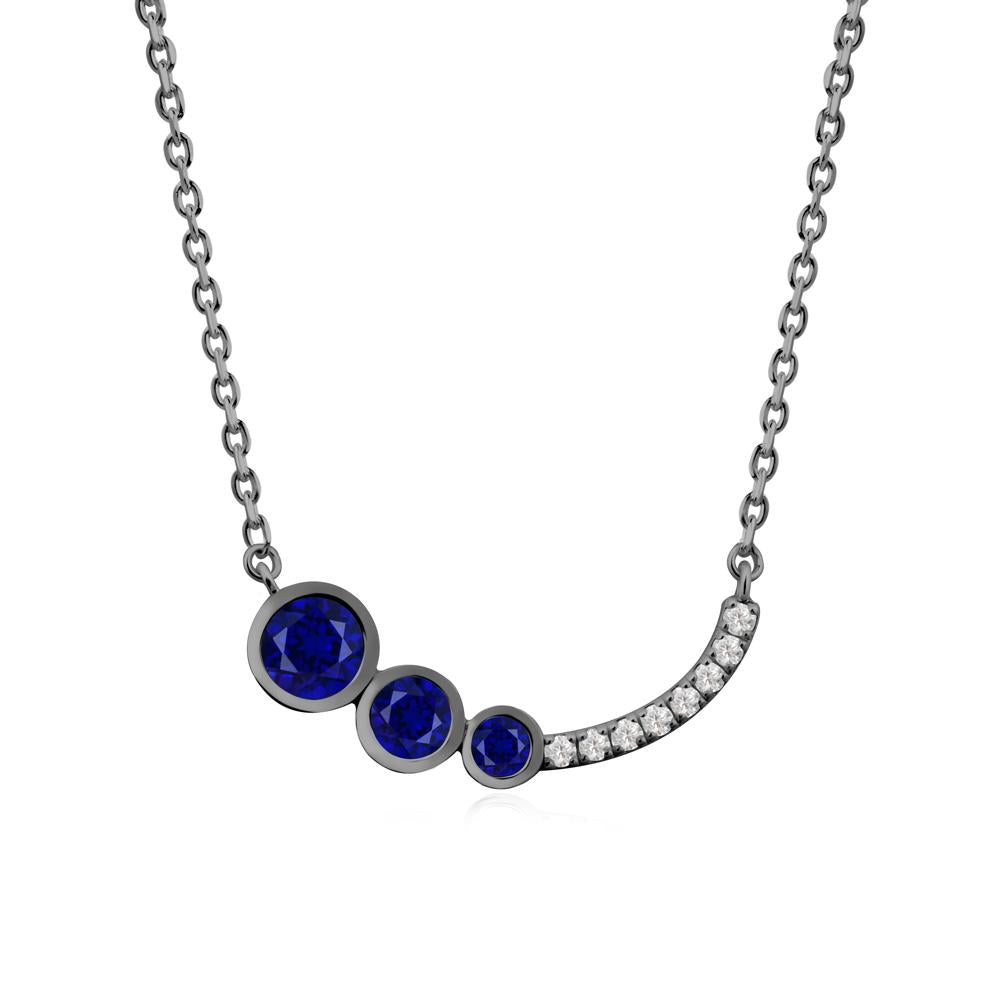 Three Stone Bezel-Set Sapphire Necklace - LUO Jewelry #metal_black finish sterling silver