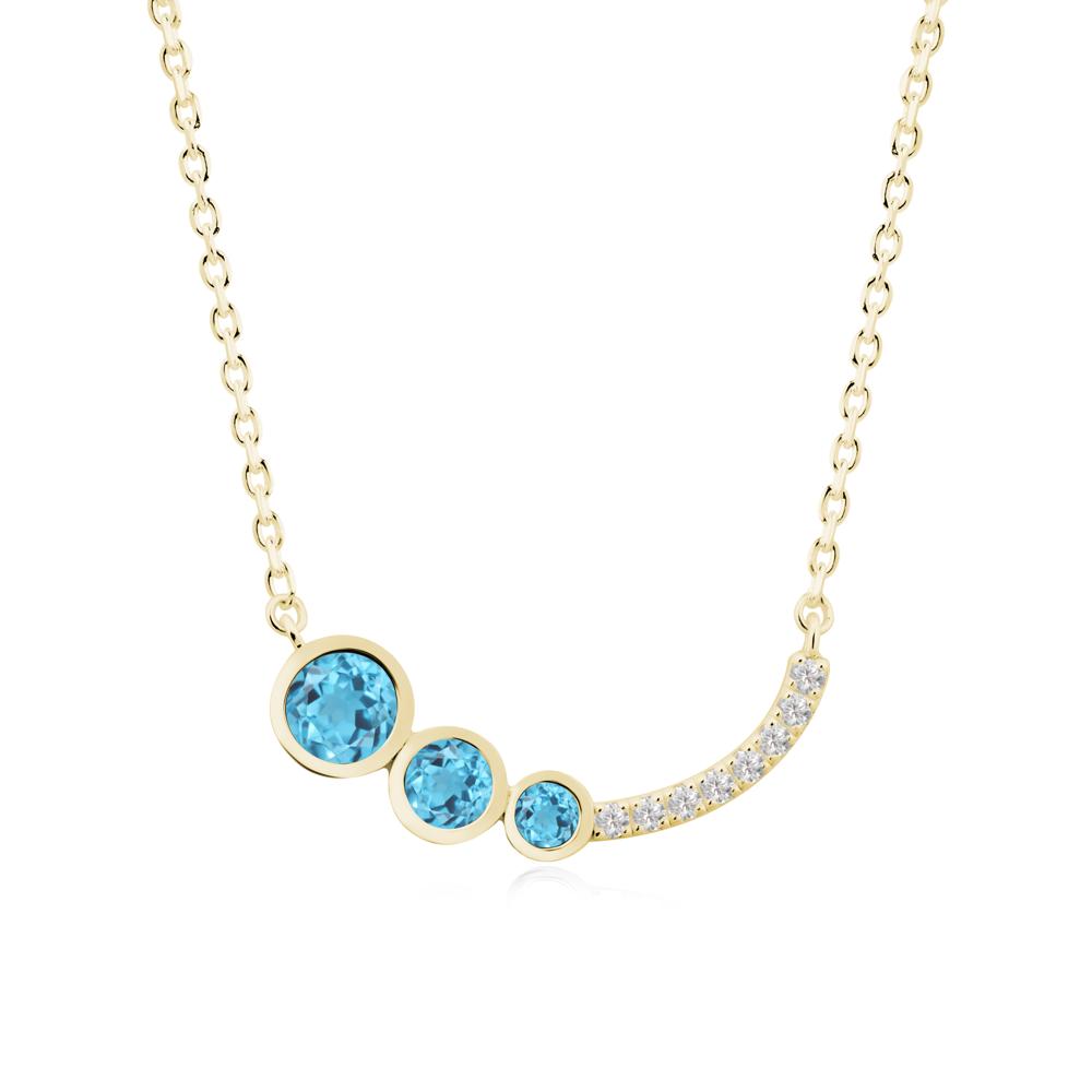 Three Stone Bezel-Set Swiss Blue Topaz Necklace - LUO Jewelry #metal_18k yellow gold