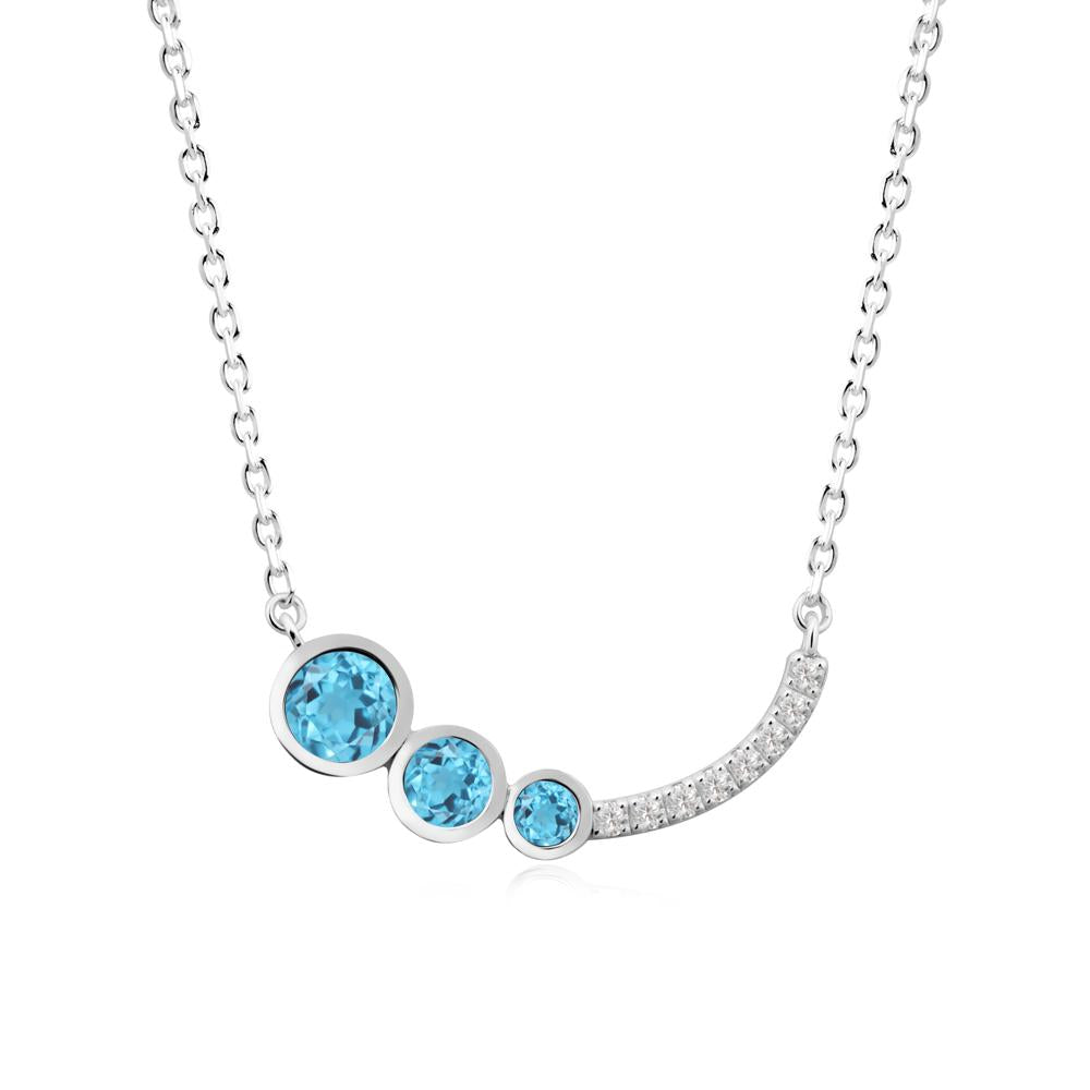 Three Stone Bezel-Set Swiss Blue Topaz Necklace - LUO Jewelry #metal_sterling silver