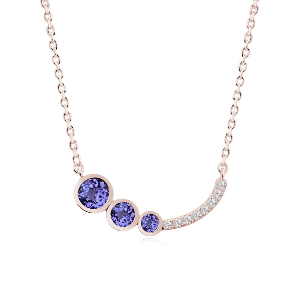 Round Three Stone Tanzanite Pendant Necklace - LUO Jewelry #metal_14k rose gold